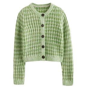 Boden Wide Rib Fluffy Green Cardigan